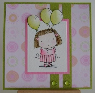 pbsc115 girl in pink with green balloons