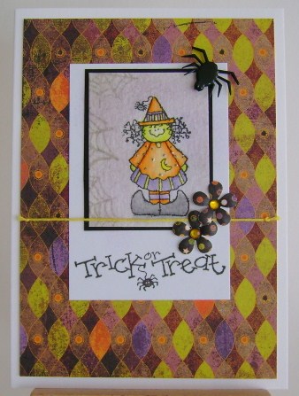 witch with spider and halloween colours