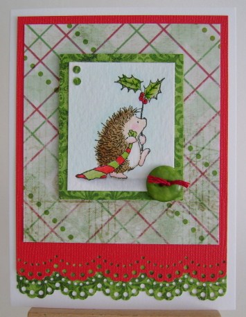 hedgie with red and green stocking