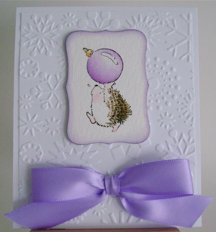 QFTD40 hedgie with purple ornament and purple bow