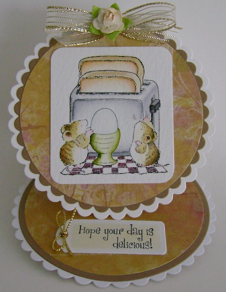 circle card with mice, toaster and soft boiled egg