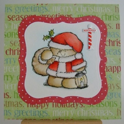 santa teddy with sack and lantern