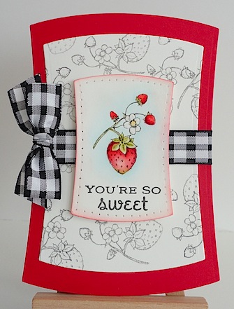 flourishes.ntc card featuring a strawberry with you're so sweet sentiment in red and black