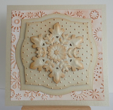 square christmas card in neutral with 3D snowflake in centre