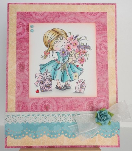 NellieSnellenDawnWithFlowers Card with Nellie Snellen Dawn With Flowers Stamp