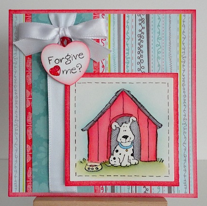 card with penny black dog house image and inky antics sentiment