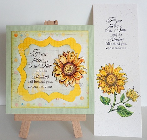 flourishessunflower post it note holder and bookmark with flourishes sunflower in yellow