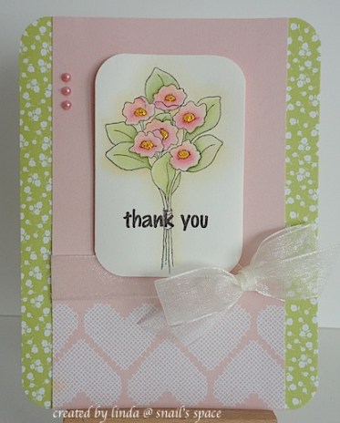 floral thank you card in pink, green and ivory