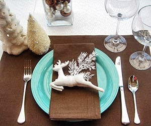 better homes chocolate and turquoise placesetting