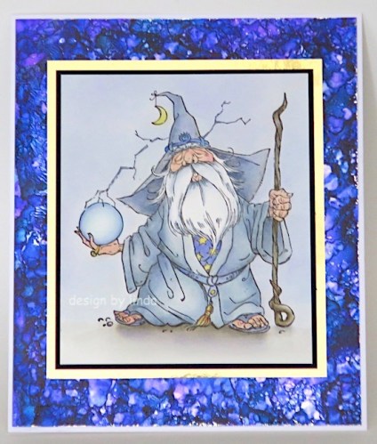 wizard card in grey and purple