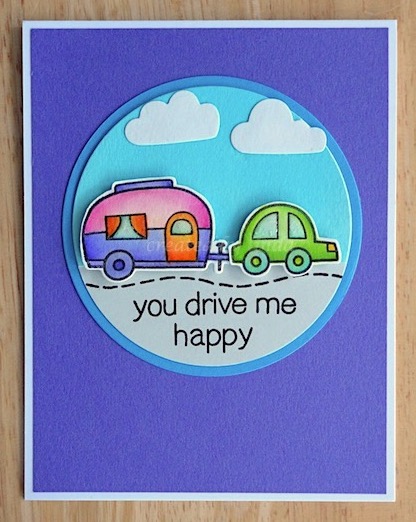 summer camping card in bright colours