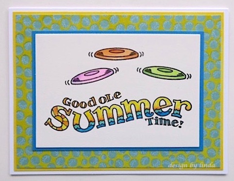 card with colourful frisbees