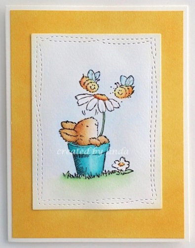 penny black bunny with bees card copyright linda snailzpace.com