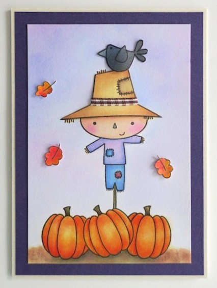 scarecrow and pumpkin card copyright linda snailzpace.com