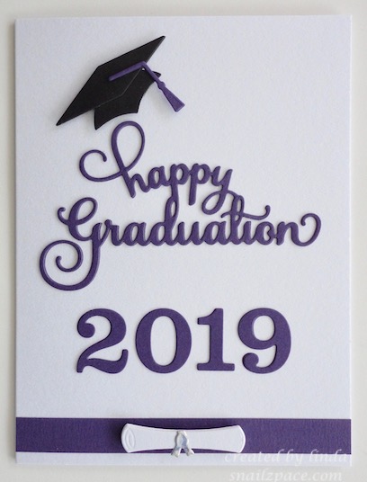 graduation 2019 card in white and purple copyright linda snailzpace.com