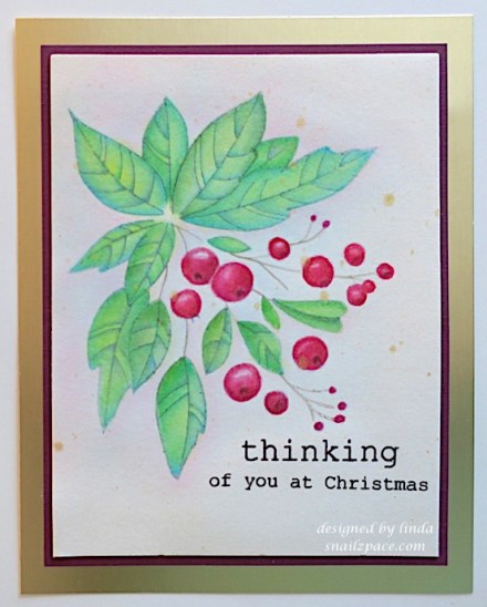 thinking of you at christmas greenery card copyright linda snailzpace.com