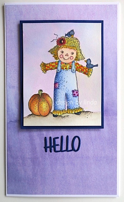 fall colours card featuring cute scarecrow image