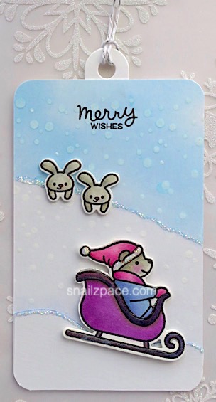 two bunnies watching teddy sleigh ride tag copyright linda snailzpace.com