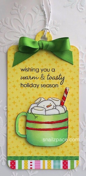 marshmallow mug Christmas tag copyright Linda snailzpace.com