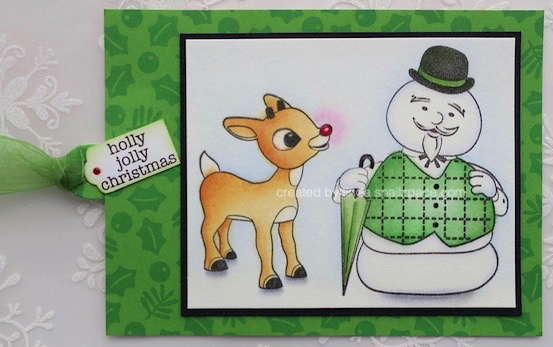 burl ives snowman and Rudolph tag copyright linda snailzpace.com