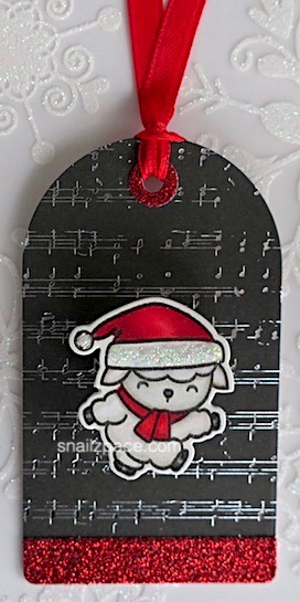 mama elephant Lamb on musical background paper tag copyright linda snailzpace.com