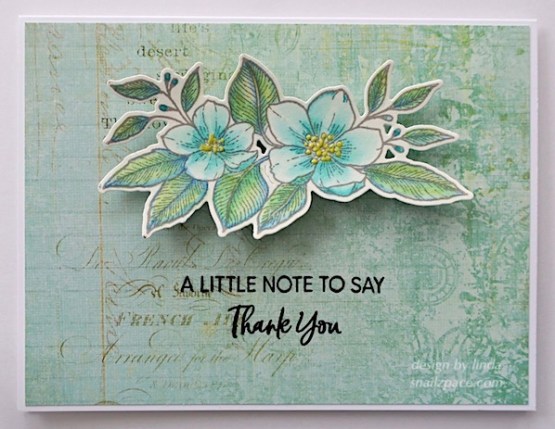 hand painted floral thank you cards; one pink and one blue using waffle flower stamps